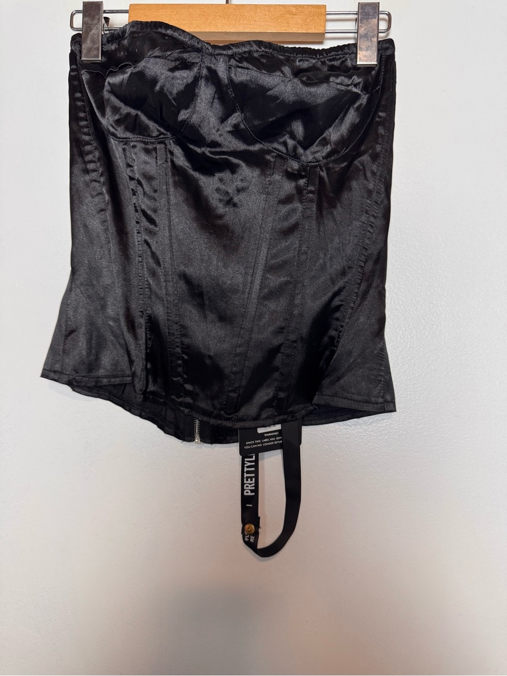 Brand new pretty little thing black corset top size -8